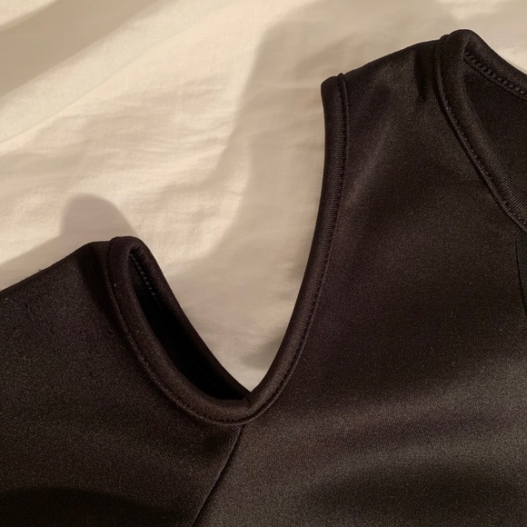 Cold Shoulder Crop Top with Mesh V - Picture 2 of 3